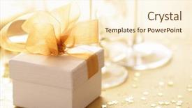  Presentation with gift ribbon - Theme with birthday present - gift box tied background and a cream colored foreground