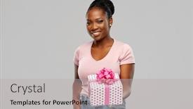  Presentation with pink birthday - Beautiful slide set featuring birthday-present-and-people-concept backdrop and a light gray colored foreground