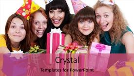  Presentation with happy birthday - Amazing slides having birthday smiley - bright portrait of happy girls backdrop and a coral colored foreground