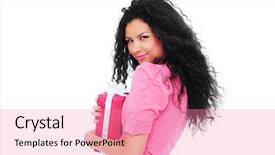  Presentation with woman praying over bible - Audience pleasing presentation theme consisting of birthday smiley - young happy woman backdrop and a  colored foreground