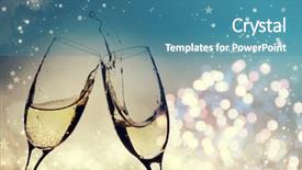  Presentation with champagne - Cool new presentation design with birthday sparkle - champagne glasses on sparkling background backdrop and a teal colored foreground