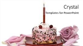  Presentation with unicorn cake pink frosting - Presentation with birthday wishes - cake with candle and pink background and a white colored foreground