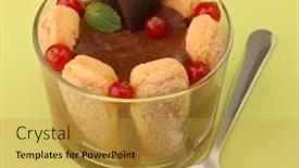  Presentation with biscuit - Slide deck with biscuit and chocolate mousse charlotte background and a gold colored foreground