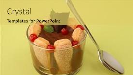  Presentation with biscuit - Beautiful slide deck featuring biscuit and chocolate with spoon backdrop and a yellow colored foreground