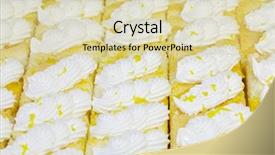  Presentation with cream - Slides with biscuit factory - rows of lot small cakes background and a  colored foreground