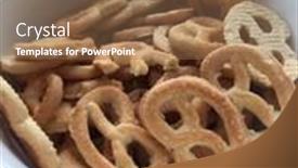  Presentation with biscuit - PPT theme consisting of biscuit-small-pretzels-in-sugar background and a violet colored foreground