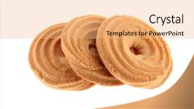  Presentation with breakfast biscuits - PPT theme with biscuits isolated on a white background and a coral colored foreground