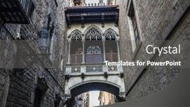  Presentation with bridge - PPT theme consisting of bishop-s-bridge-or-pont background and a gray colored foreground