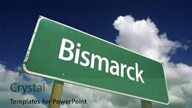  Presentation with blue aged wood sign - Amazing PPT layouts having dakota - bismarck road sign with dramatic backdrop and a ocean colored foreground