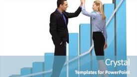  Presentation with graphics - Presentation design enhanced with bisness - businessman and businesswoman with 3d background and a teal colored foreground