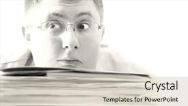  Presentation with drowning - Colorful presentation design enhanced with bisness man drowning in paper backdrop and a soft green colored foreground