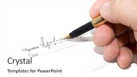  Presentation with electronic signature document automation - Colorful presentation theme enhanced with bisness signing of the document backdrop and a white colored foreground