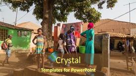  Presentation with water well - Colorful presentation theme enhanced with bissau-republic-of-guinea-bissau backdrop and a tawny brown colored foreground