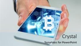  Presentation with mobile technology - Cool new presentation theme with bit coin icon on phone backdrop and a  colored foreground