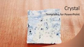  Presentation with blue cheese - Amazing slide deck having bit of aged french blue roquefort or cheese on wooden table backdrop and a lemonade colored foreground