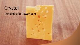  Presentation with cheddar - Colorful slide set enhanced with bit of aged french gold emmental or cheddar cheese on wooden table backdrop and a coral colored foreground