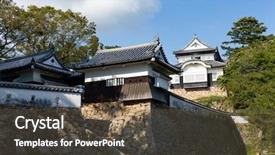  Presentation with japan castle - Colorful theme enhanced with bitchu matsuyama castle in japan backdrop and a tawny brown colored foreground