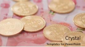  Presentation with bitcoin - PPT layouts enhanced with bitcoin and chinese banknote rmb background and a coral colored foreground