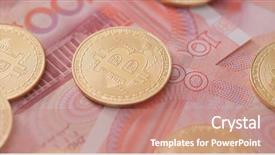  Presentation with bitcoin - Presentation theme with bitcoin and chinese banknote rmb background and a coral colored foreground