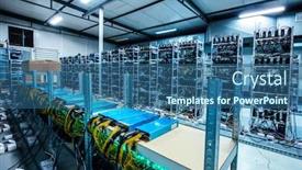  Presentation with data mining - PPT theme featuring bitcoin-and-crypto-mining-farm background and a ocean colored foreground