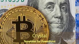  Presentation with money bitcoin - Beautiful PPT layouts featuring bitcoin-and-money-business-technology backdrop and a tawny brown colored foreground
