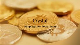  Presentation with mobile banking - Theme with bitcoin and other gold background and a gold colored foreground