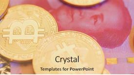 Presentation with bitcoin - PPT theme consisting of bitcoin and rmb background and a blonde colored foreground
