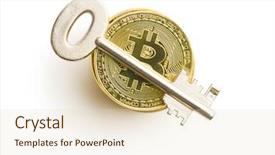  Presentation with safe medicine - Audience pleasing slide deck consisting of bitcoin and safe key isolated backdrop and a soft green colored foreground