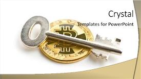  Presentation with blank whiteboard isolated on white - PPT theme featuring bitcoin and safe key isolated background and a white colored foreground