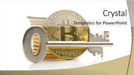  Presentation with safe - Slide set consisting of bitcoin and safe key isolated background and a white colored foreground