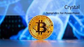  Presentation with bitcoin - Cool new PPT layouts with bitcoin on blue chart background backdrop and a  colored foreground