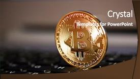  Presentation with bitcoin - Slide set consisting of bitcoin on blue chart background background and a  colored foreground