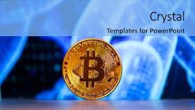  Presentation with bitcoin - Colorful theme enhanced with bitcoin on blue chart background backdrop and a  colored foreground