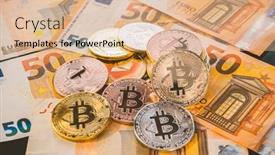  Presentation with money bitcoin - Colorful presentation theme enhanced with bitcoin-btc-coins-on-bills backdrop and a lemonade colored foreground