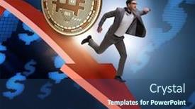  Presentation with crash - Colorful slide deck enhanced with bitcoin chasing businessman in cryptocurrency price crash backdrop and a ocean colored foreground