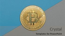  Presentation with money bitcoin - Slide deck with bitcoin-coin-money-on-gray background and a coral colored foreground