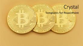  Presentation with bitcoin - Beautiful PPT layouts featuring bitcoin coins as internet finance backdrop and a yellow colored foreground