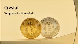  Presentation with digital banking - Cool new presentation with bitcoin coins in gold backdrop and a blonde colored foreground