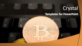  Presentation with bitcoin - PPT theme with bitcoin-coins-stacked background and a tawny brown colored foreground