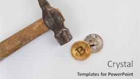  Presentation with bitcoin - Presentation theme having bitcoin-coins-with-hammer background and a light gray colored foreground