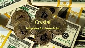  Presentation with money bitcoin - Theme consisting of bitcoin-cryptocurrency-and-us-dollars background and a tawny brown colored foreground