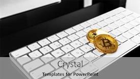  Presentation with cryptocurrency - PPT layouts featuring bitcoin-cryptocurrency-coin-on-keyboard background and a light gray colored foreground