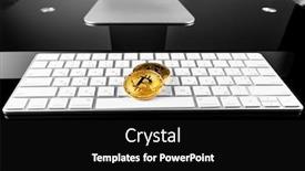  Presentation with cryptocurrency - Cool new slides with bitcoin-cryptocurrency-coin-on-keyboard backdrop and a black colored foreground
