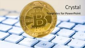  Presentation with monero cryptocurrency hologram coin form - Audience pleasing theme consisting of bitcoin cryptocurrency concept and computer backdrop and a gold colored foreground