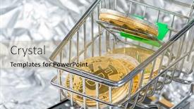  Presentation with cryptocurrency - Colorful theme enhanced with bitcoin cryptocurrency digital bit coin btc currency technology business internet concept backdrop and a coral colored foreground