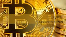  Presentation with cryptocurrency - Cool new PPT theme with bitcoin-cryptocurrency-photo-of-golden backdrop and a gold colored foreground