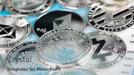  Presentation with cryptocurrency - Beautiful slide deck featuring bitcoin-gold-coin-cryptocurrency-concept backdrop and a light blue colored foreground