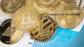  Presentation with cryptocurrency - Amazing slide deck having bitcoin-gold-coin-cryptocurrency-concept backdrop and a yellow colored foreground