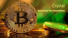  Presentation with abstract gold - Audience pleasing PPT theme consisting of bitcoin-gold-coin-with-defocused backdrop and a tawny brown colored foreground