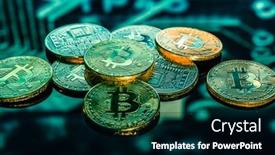  Presentation with black gold - Cool new PPT theme with bitcoin-gold-coins-on-black backdrop and a black colored foreground